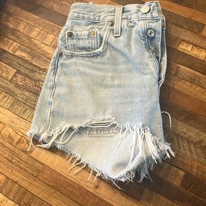 Levi’s 501 ripped Jean shorts, light wash, size 23